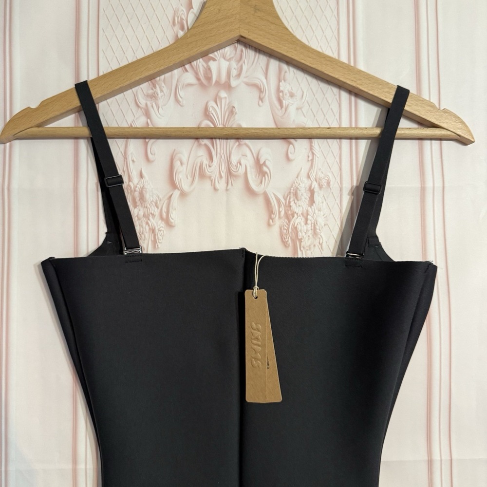 NWT SKIMS BODY ZONED OPEN BUST Mid Thigh BODYSUIT Onyx Black Size Large $88 - Picture 9 of 11